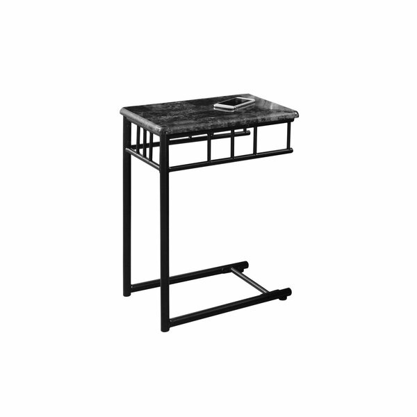 Homeroots 24 in. Charcoal Metal & Grey Marble Accent Table 333008